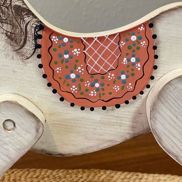 Vintage Full Art Wooden Rocking Horse Hand Painted and Finished on One Side - Picture 8 of 14